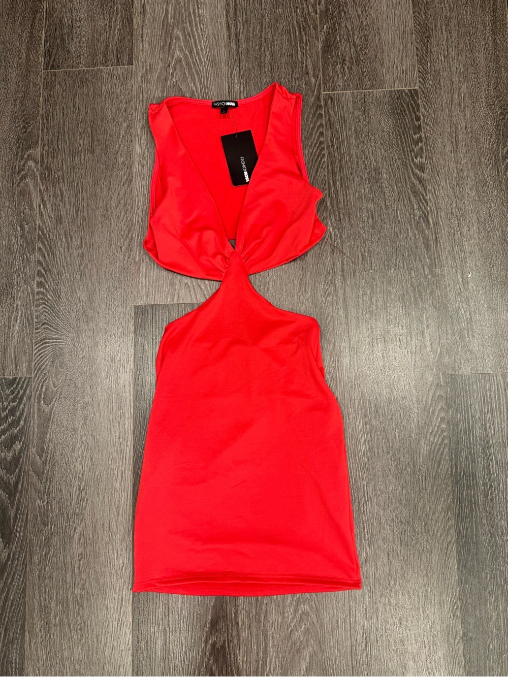 Fashion Nova Red Twist Cutout Mini Dress